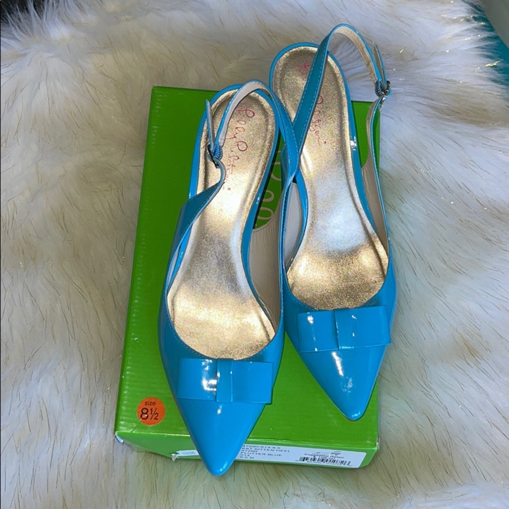 Lilly Pulitzer Kat Kitten Heel Flutter Blue